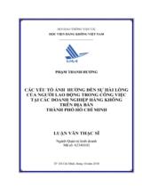 Các yếu tố ảnh hưởng đến sự hài lòng của người lao động trong công việc tại các doanh nghiệp hàng không trên địa bàn thành phố Hồ Chí Minh  : Luận văn thạc sĩ 