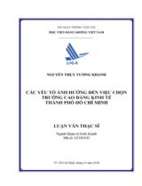 Các yếu tố ảnh hưởng đến việc lựa chọn trường Cao đẳng kinh tế thành phố Hồ Chí Minh  : Luận văn thạc sĩ 