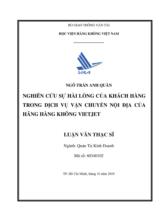 Nghiên cứu sự hài lòng của khách hàng trong dịch vụ vận chuyển nội địa của hãng hàng không Vietjet 