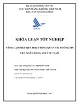 Nâng cao hiệu quả hoạt động quản trị thông tin của ngân hàng ANZ Việt Nam