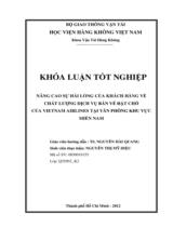 Nâng cao sự hài lòng của khách hàng về chất lượng dịch vụ bán vé đặt chỗ của Vietnam Airlines tại văn phòng khu vực miền Nam