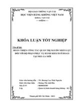Hoàn thiện công tác quản trị nguồn nhân lực đối với bộ phận phục vụ hành khách ở Diags tại nhà ga mới